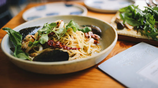 Spaghetti aglio e olio mit Garnelen